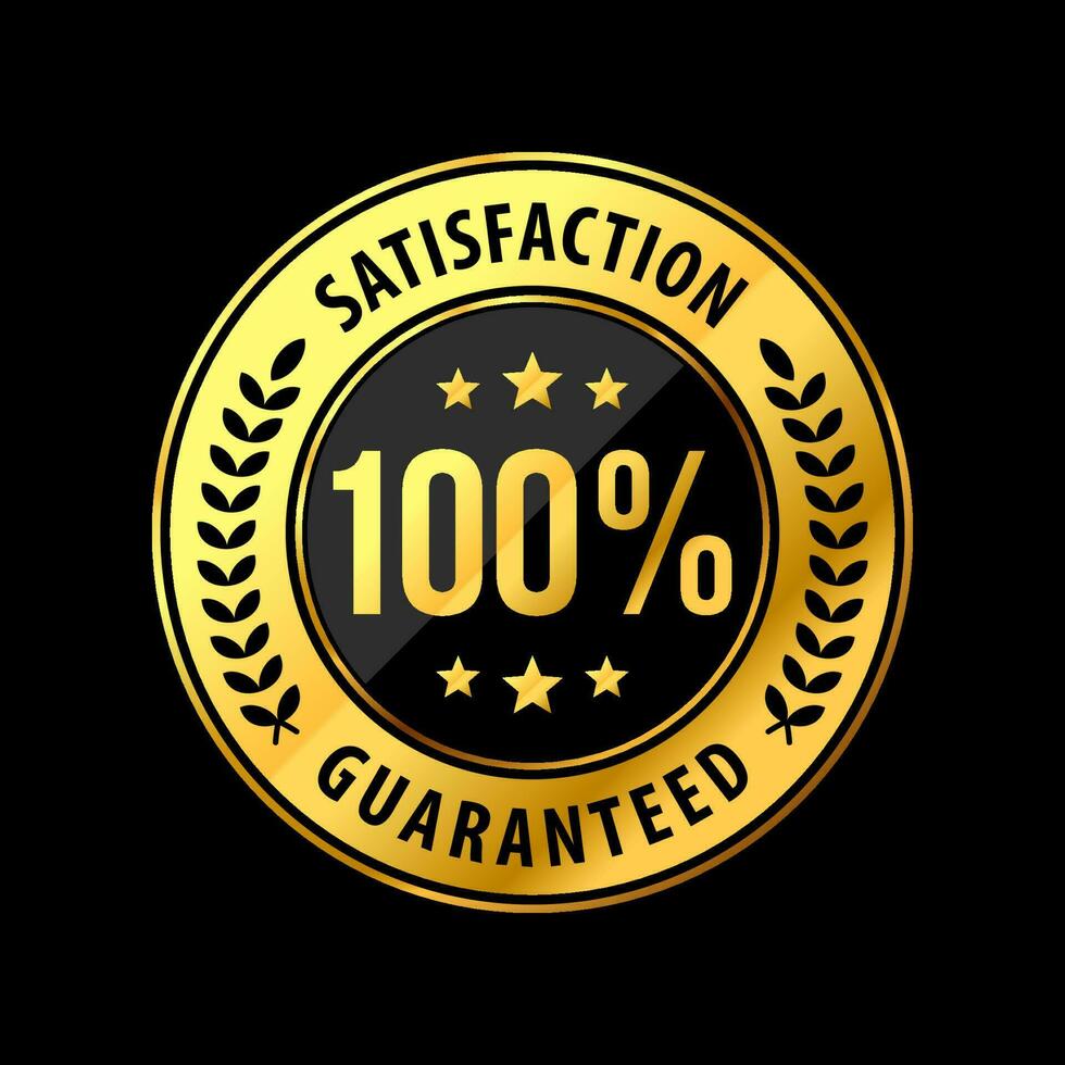 100 Percent Satisfaction Guaranteed Label Badge In Luxury And Premium Gold Frame Design Logo Seal Stamp Illustration Free Vector(1)
